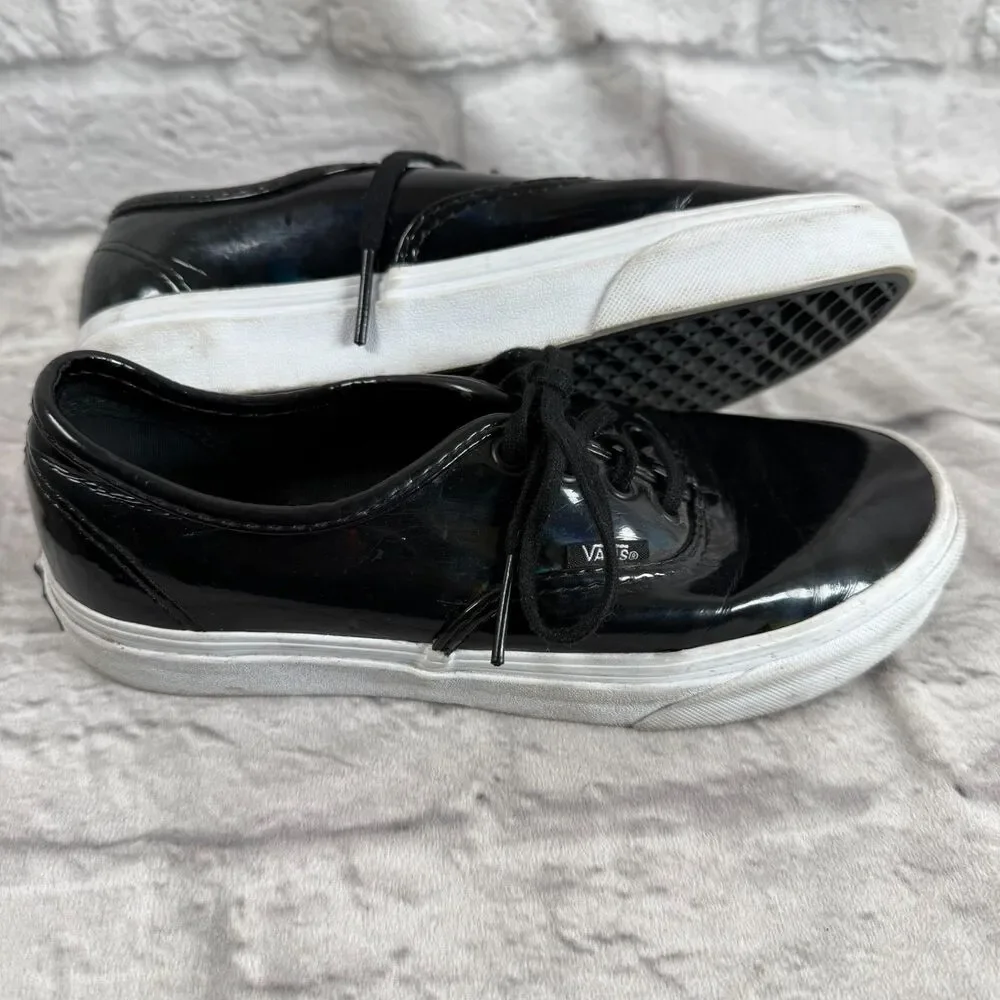 Vans Shoes Black Rainbow Patent Leather Mens 5 Womens 6.5 Skateboard Sneakers